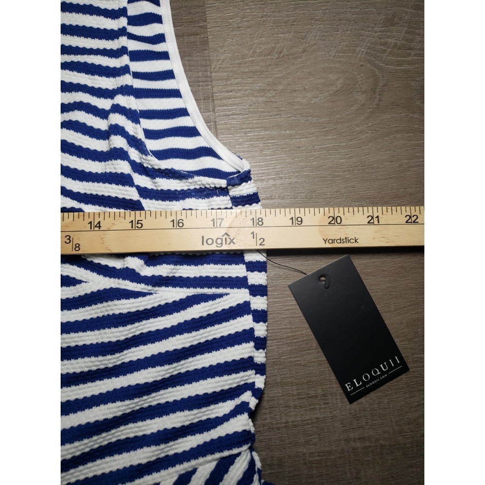 Eloquii Navy and White Striped Sleeveless Dress - Picture 4 of 5